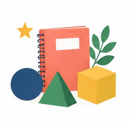 Ilustración de materiales escolares