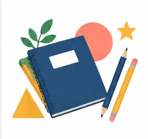 Ilustración de materiales escolares