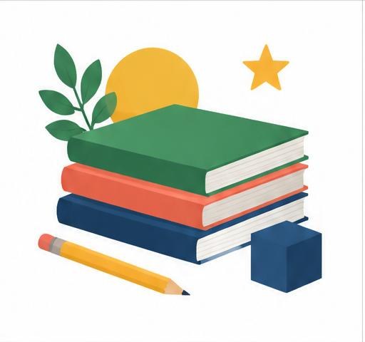 Ilustración de materiales escolares