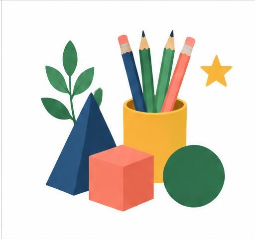 Ilustración de materiales escolares