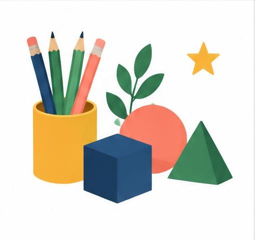 Ilustración de materiales escolares
